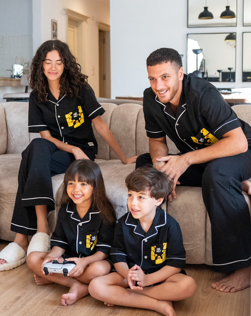 Kids unisex summer pajama set Black t-shirt + shorts